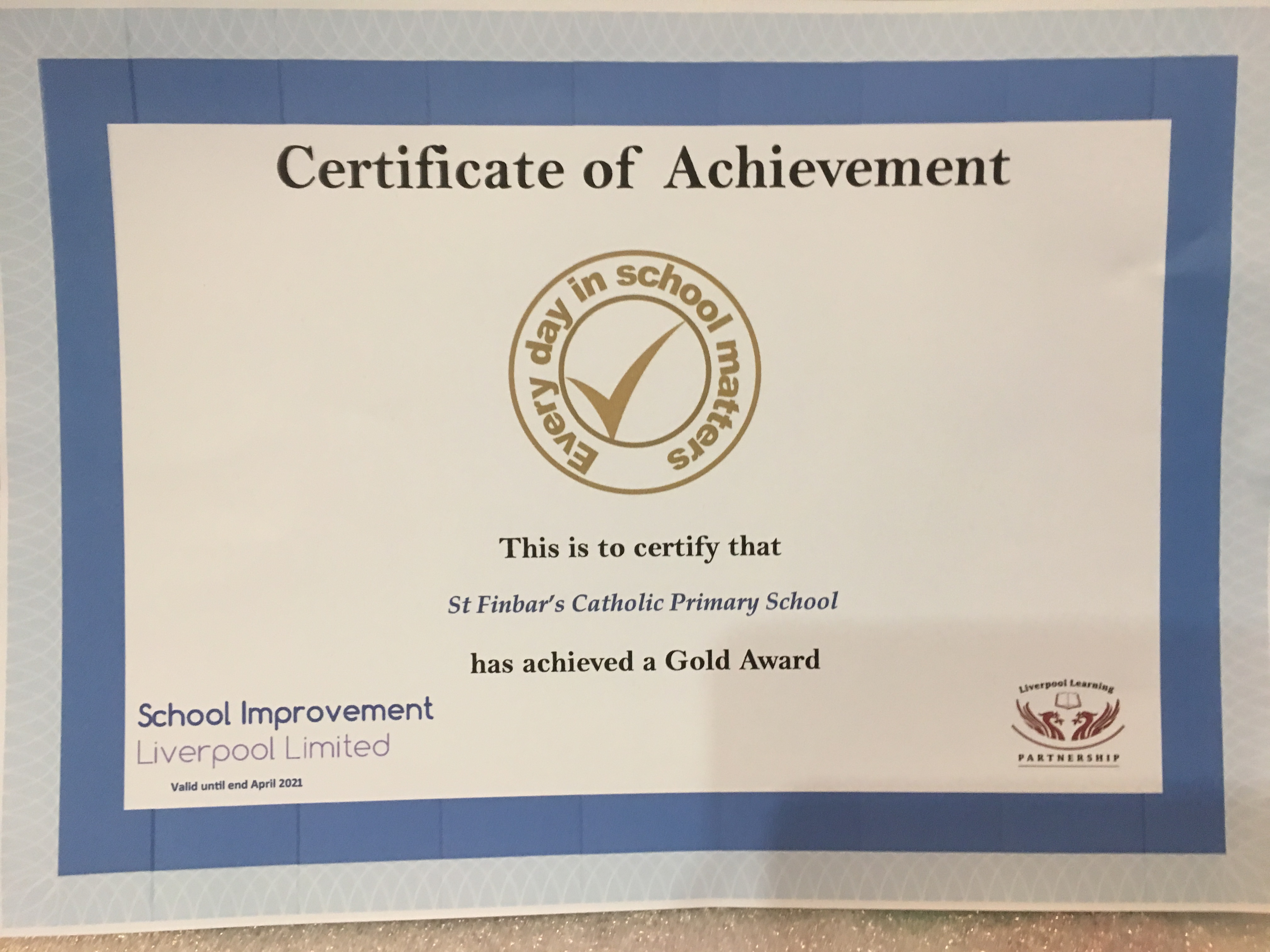 School Awards St Finbar's Catholic Primary School